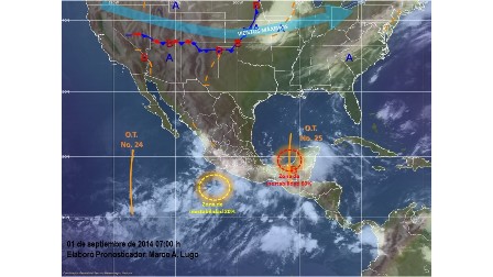 Posible formación de ciclones en el Golfo de México y Océano Pacífico