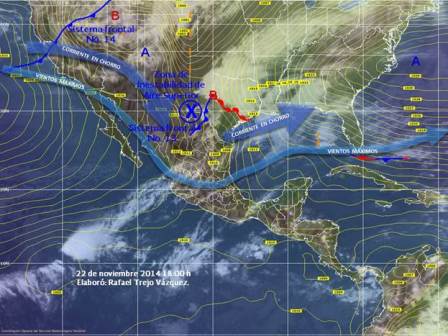 Ingresará el frente frío 14 este domingo por el norte de México