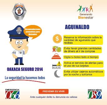 Refuerzan vigilancia con Operativo Diciembre Seguro 2014 ante pago de aguinaldos en Oaxaca