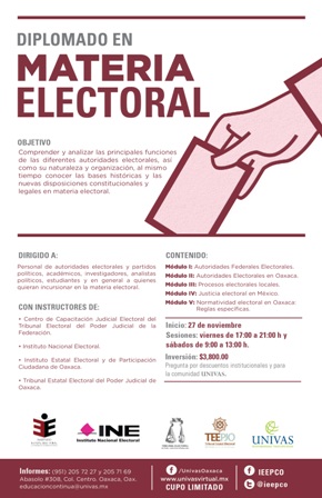 Inicia “Diplomado en Materia Electoral”; Analizarán funciones de las autoridades electorales