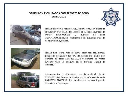 Recuperados 254 vehículos con reporte de robo durante el primer semestre del 2016