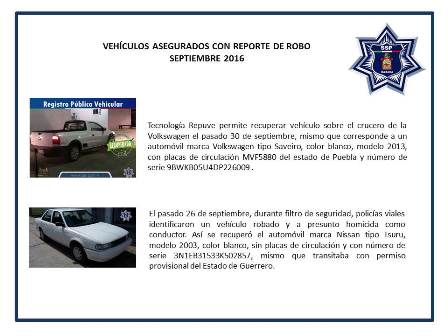 De enero a septiembre, localizan y recuperan 353 vehículos con reporte de robo: SSPO