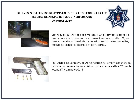 Decomisadas este año 276 armas de fuego; 40 de ellas sólo en octubre