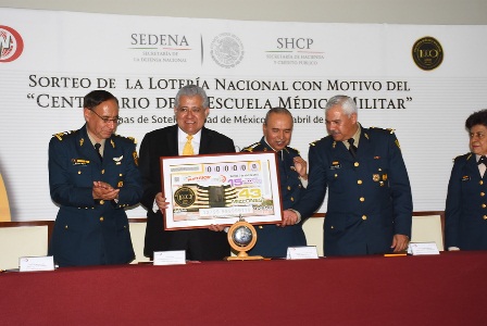 Enaltece Lotería Nacional “Centenario de la Escuela Médico Militar” con emisión de billete