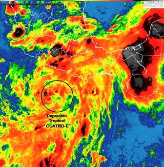 Se ha formado la Depresión Tropical Cuatro-E, al sur de Guerrero: SMN
