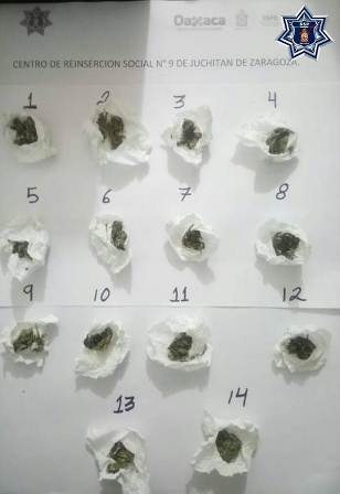 Localizan 14 envoltorios de marihuana en el CERESO de Juchitán