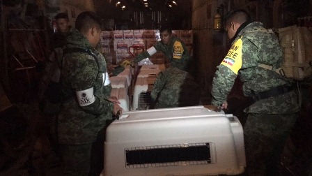 Llevan seis aviones de la Fuerza Aérea Mexicana ayuda humanitaria a Oaxaca