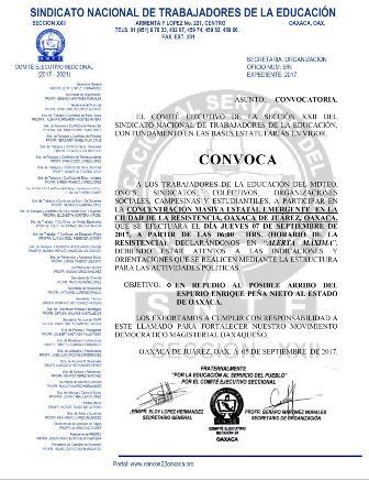 Se declara Sección 22 del SNTE en “alerta máxima” ante visita presidencial