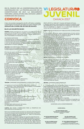 Invita Congreso local a integrar Legislatura Juvenil 2017