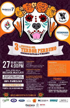 Realizarán Tercer Festival del Terror Perruno “Disfraza a tu Mascota” en Oaxaca