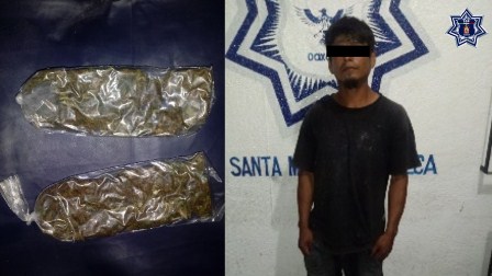 Detiene Policía Estatal a sujeto por delitos contra la salud en Santa María Tonameca