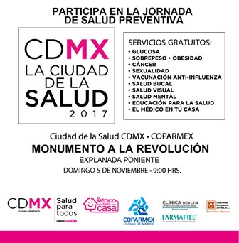 Realizará COPARMEX CDMX y GCDMX este domingo jornada “La Ciudad de la Salud”