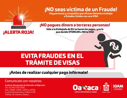Alerta IOAM sobre trámites falsos de visas a Estados Unidos