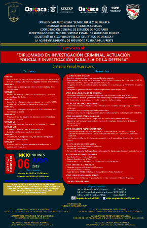 Diplomado “Investigación criminal, actuación policial e investigación paralela de la defensa”