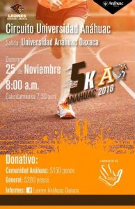 La Anáhuac Run 2018 será de 5 kilómetros e iniciará a las 08:00 horas.