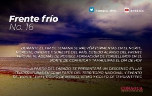 Prevén ambiente de frío a muy frío.