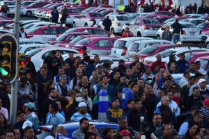 Aspectos de la movilización del Metro Chabacano al Zócalo.