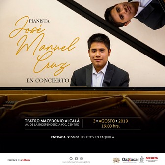 Impulsa Seculta concierto del joven pianista oaxaqueño, José Manuel Cruz