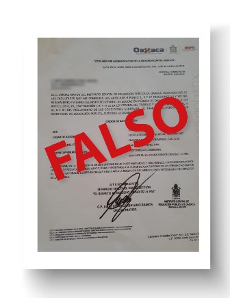 Alerta IEEPO sobre órdenes de adscripción falsas; detectan cuatro casos