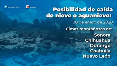 Prevén nevadas o aguanieve