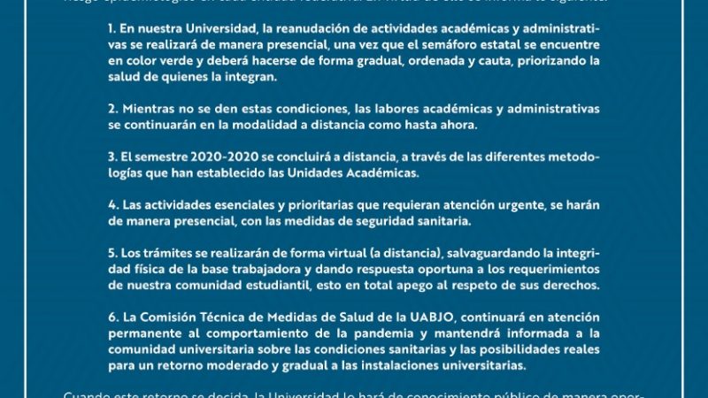 Sobre reanudacion de actividades