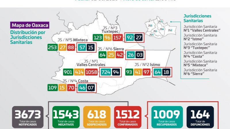 Gráfica de casos de Covid-19 en Oaxaca