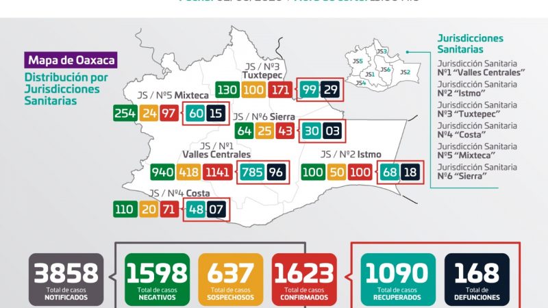 Gráfica de casos de Covid-19 en Oaxaca