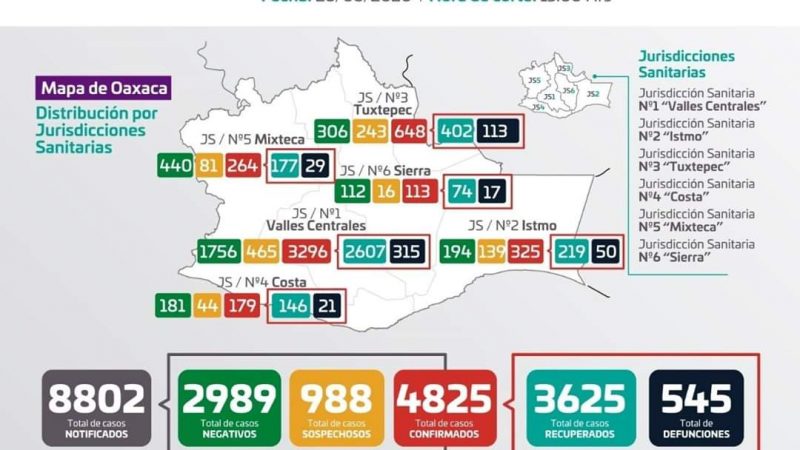 Gráfica de casos de Covid-19 en Oaxaca