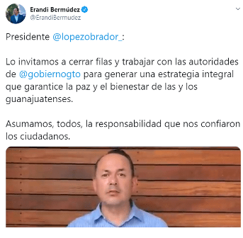 Piden a presidente y Gobierno de Guanajuato cerrar filas por la paz de sus habitantes