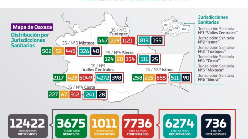 Gráfica de casos de Covid-19 en Oaxaca