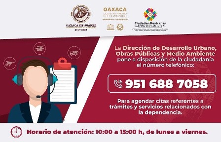 Implementan esquema de cita en la Dirección de Desarrollo Urbano, Obras Públicas y Medio Ambiente