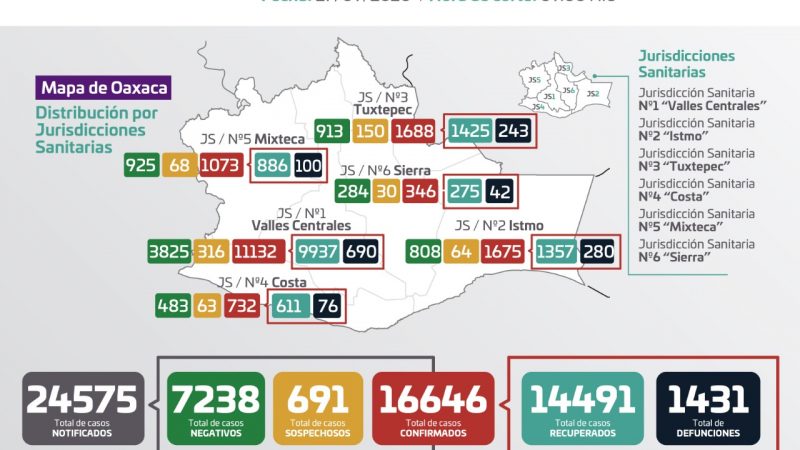 Gráfica de casos de Covid-19 en Oaxaca