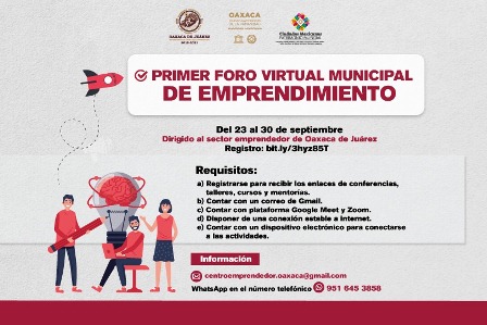 Invita Ayuntamiento de Oaxaca al Primer Foro Virtual Municipal de Emprendimiento