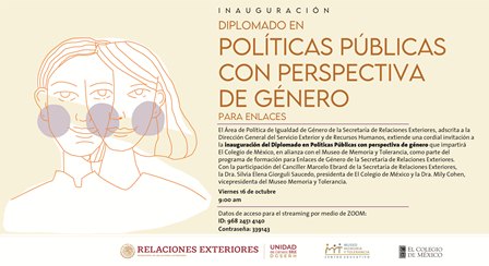 Inaugura SRE diplomado en políticas públicas con perspectiva de género
