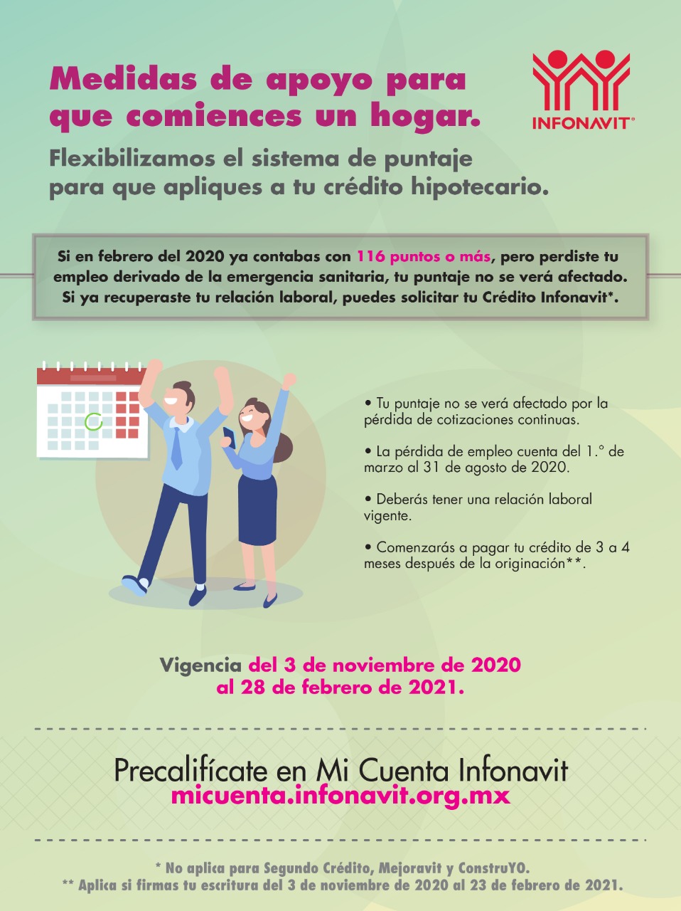 Aplazará Infonavit hasta 4 meses el primer pago de créditos que se tramiten a partir de noviembre