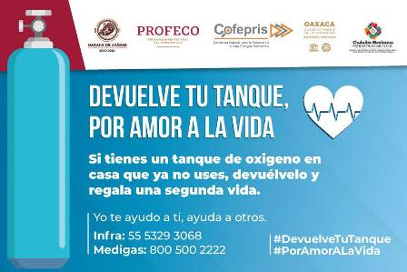 Invita Ayuntamiento de Oaxaca a sumarse a la campaña “Devuelve tu tanque. Por amor a la Vida”