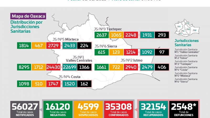 Gráfica de casos de Covid-19 en Oaxaca