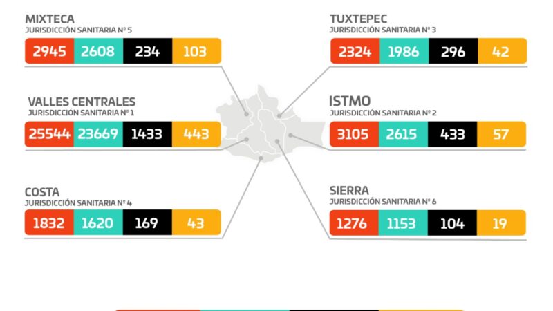 Gráfica de casos de Covid-19 en Oaxaca