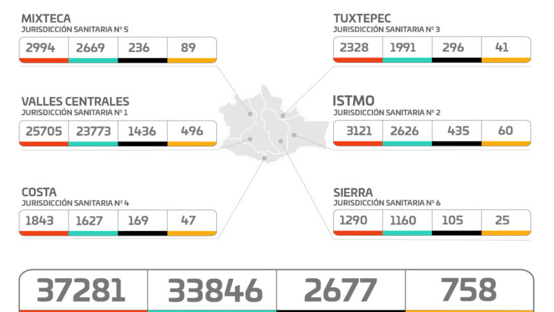 Gráfica de casos de Covid-19 en Oaxaca