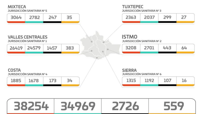 Gráfica de casos de Covid-19 en Oaxaca