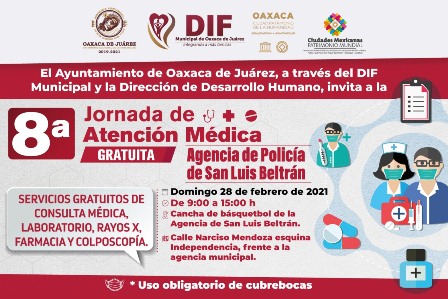 Invita Ayuntamiento de Oaxaca a la Octava Jornada de Atención Médica Gratuita en San Luis Beltrán