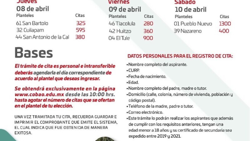 Convocatoria de nuevo ingreso 2021