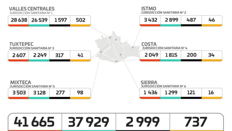 Gráfica de casos de Covid-19 en Oaxaca