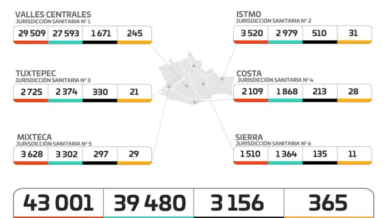 Gráfica de casos de Covid-19 en Oaxaca