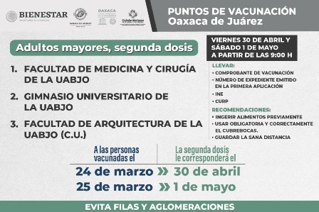 Aplican segunda dosis de vacuna