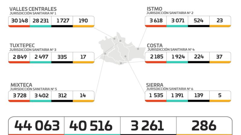 Gráfica de casos de Covid-19 en Oaxaca
