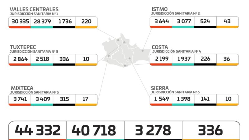 Gráfica de casos de Covid-19 en Oaxaca