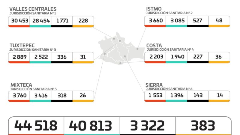 Gráfica de casos de Covid-19 en Oaxaca