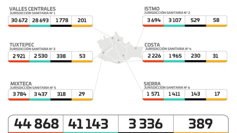 Gráfica de casos de Covid-19 en Oaxaca