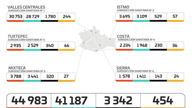 Gráfica de casos de Covid-19 en Oaxaca